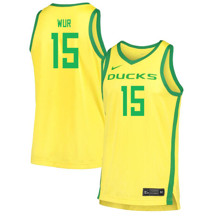 Men #15 Lok Wur Oregon Ducks College Basketball Jerseys Sale-Yellow
